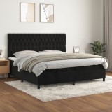 vidaXL Pat box spring cu saltea, negru, 200x200 cm, catifea 3143225