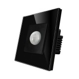 Senzor de miscare PIR Luxion LX-MP-SR01GF-B, tip intrerupator, incastrat, rama din sticla inclusa, negru