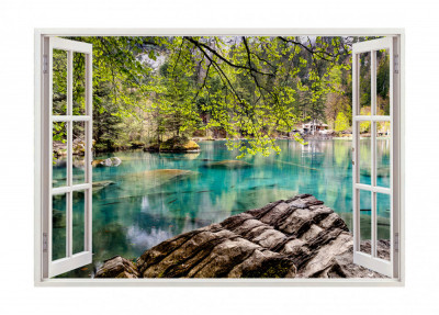 Autocolant decorativ, Fereastra, Natura si peisaje, Multicolor, 85 cm, 2512ST foto