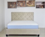 Pat Tapitat Catifea Bej 160x200 cm, Somiera Inclusa - Hypnotic