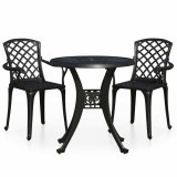 Cumpara ieftin Set mobilier bistro, 3 piese, negru, aluminiu turnat