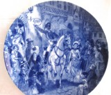 FARFURIE DECORATIVA PORTELAN CU COBALT KAISER BAVARIA DECOR CALARETUL DIN GLOCKENGASSE 24 CM