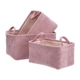Cumpara ieftin Set 3 cosuri depozitare textil roz 30,5 x 21 x 17 cm, 33,5 x 24 x 18 cm, 36,5 x 26,5 x 20 cm
