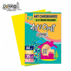 Carton color A4, 250g, 35 coli, 7 culori neon/set - S-COOL foto