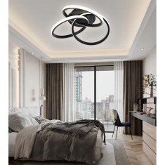Lustra LED 84W, spirale, culoare corp negru, telecomanda, aplicatie telefon, lumina rece/calda/neutra, intensitate reglabila, diametru 48CM