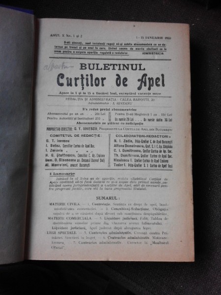 Buletinul Curtilor de apel, 1933