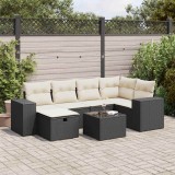 vidaXL Set canapele de grădină cu perne, 7 piese, negru, poliratan 3325692