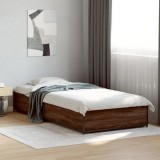 VidaXL Cadru de pat, stejar maro, 90x200 cm, lemn prelucrat și metal