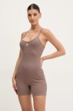 adidas Originals salopeta Essentials RIB Onesie culoarea maro, cu decolteu rotund, JD1463