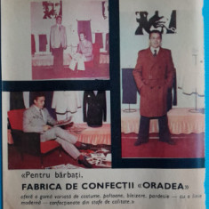 1974 Reclamă Fabrica de confectii ORADEA, comunism, epoca aur, 24 x 20 cm moda