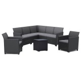 Set de mobilier de grădină Claire IV cu 7 locuri și masă de depozitare Vigo, grafit