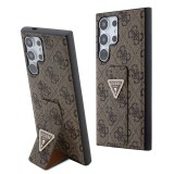 Husa Samsung Galaxy S24 Ultra originala Guess Grip Stand 4G Triangle Strass, maro, GUHCS24LPGS4TDW