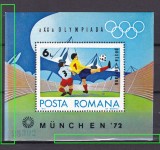 Cumpara ieftin ✅RO 1972 LP 798 "J.O. de Vara - Munchen '72" VARIETATE colita dantelata 97 , lipsa culoare/verde stanga si jos , MNH