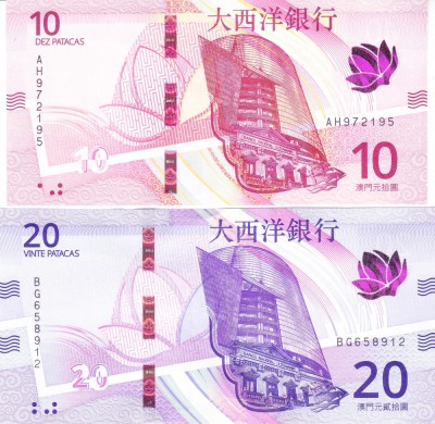Bancnota Macao 10 si 20 Patacas 2020 (2024) - UNC ( Banco Nacional Ultramarino ) foto