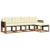 vidaXL Set de canapele de exterior cu pernă 5 pcs Natural și Crem 3381886