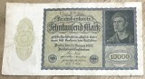 BNKSTR02DE Bancnotă Germania 10000 Mărci / Mark 19 Ianuarie 1922, Stare F-VF (Foarte Bună, Bancnota Vampir, Margini Complete)