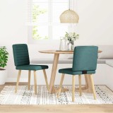 VidaXL Scaune de bucătărie, 2 buc., verde &icirc;nchis, material textil