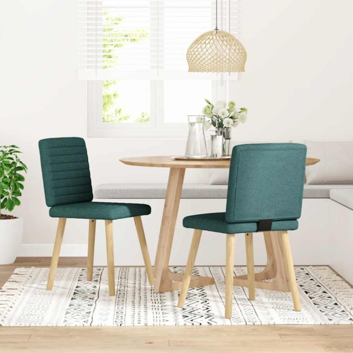 vidaXL Scaune de bucătărie, 2 buc., verde &icirc;nchis, material textil