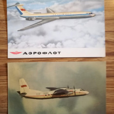 Lot 2 Carti Postale Aeroflot, URSS, aviatie, comunism, avioane, trafic aerian