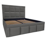 Pat tapitat Premium, 180/200 cm, grey sky 267, cu somiera metalica rabatabila si spatiu de depozitare