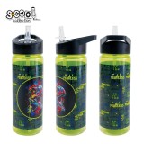 Sticlă apă plastic cu pai S-Cool Fearless, 600ml, 23x8.5x6.6 cm