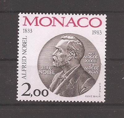 Monaco 1983 - 150 de ani de la nașterea lui Alfred Nobel, MNH foto