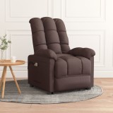 VidaXL Fotoliu de masaj electric, maro &icirc;nchis, material textil