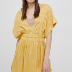 Roxy rochie culoarea galben, mini, evazati