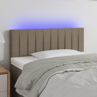 vidaXL Tăblie de pat cu LED, gri taupe, 90x5x78/88 cm, textil foto