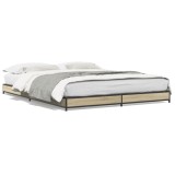Gossi cadru de pat, stejar sonoma, 135x190cm, lemn prelucrat si metal
