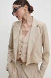 Answear Lab sacou culoarea bej, un singur rand de nasturi, modelator