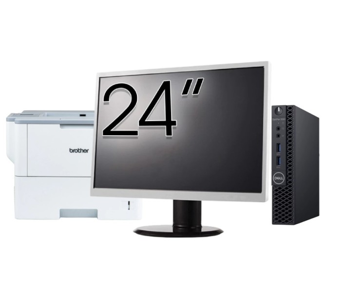 Pachet Calculator Second Hand DELL OptiPlex 3060 MiniPC, Intel Core i3-8100T 3.10GHz, 8GB DDR4, 256GB SSD + Monitor 24&amp;quot; + Imprimanta Brother HL-L