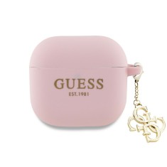 Husa Apple AirPods 4 Guess Silicone W4G Charm, roz, GUA4LECG4P foto