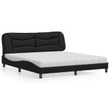 VidaXL Pat cu saltea, Hvar, negru, 180x200 cm, piele ecologică 3208738