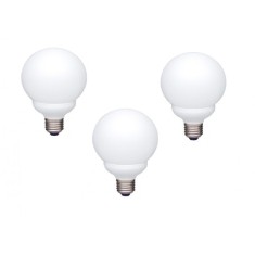 SET 3 becuri fluorescent Panasonic, soclu E27, putere 13W, forma sferic, lumina alb calda, alimentare 220 - 240 V, "EFG13E282V-3" (timbru verde 1.35 l