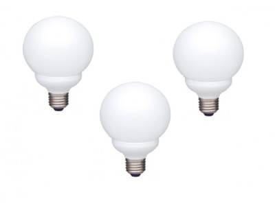 SET 3 becuri fluorescent Panasonic, soclu E27, putere 13W, forma sferic, lumina alb calda, alimentare 220 - 240 V, &amp;quot;EFG13E282V-3&amp;quot; (timbru verde 1.35 l foto