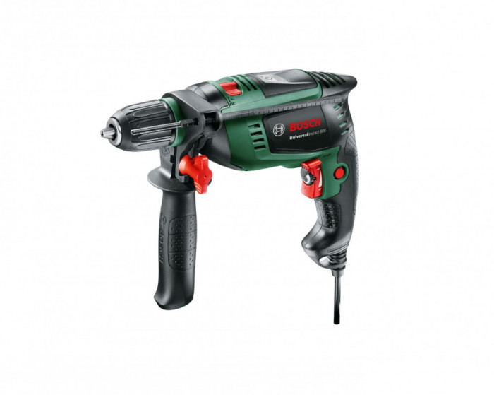 Masina de gaurit cu percutie Bosch 800W , maner suplimentar, opritor de adancime, carcasa, negru, verde - SECOND