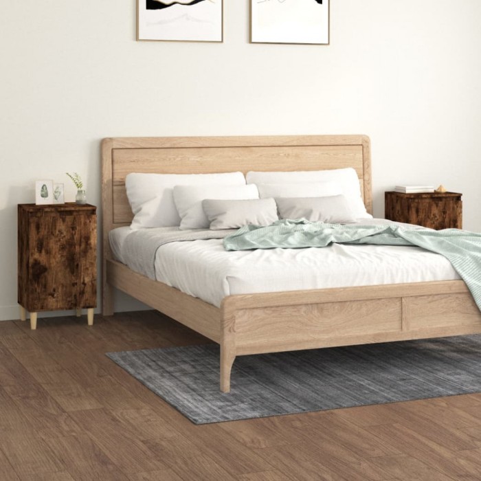 Gossi noptiere, 2 buc., stejar afumat, 40x35x70 cm, lemn prelucrat