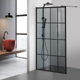 Paravan dus walk-in Aqua Roy Black, model Rank negru, sticla 8 mm gri, securizata, anticalcar, 70x195 cm