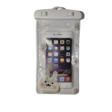 Husa subacvatica kids waterproof flippy, snowproof, universala, cu snur, pentru telefon sau documente, bunny, alb