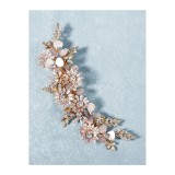 Cumpara ieftin Agrafa de Par Mireasa cu Flori si Strasuri - Aurie-87457