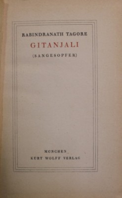 RABINDRANATH TAGORE - GITANJALI ( SANGESOPER ) , 1921 foto