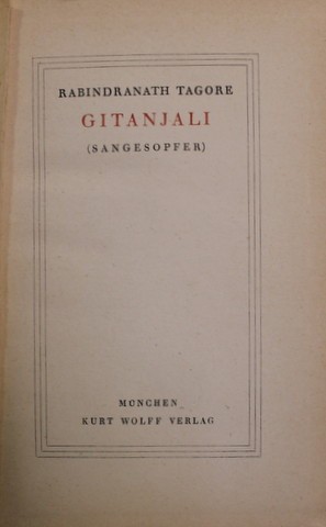 RABINDRANATH TAGORE - GITANJALI ( SANGESOPER ) , 1921