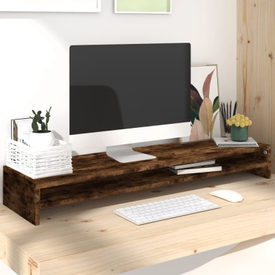 vidaXL Suport pentru monitor stejar fumuriu 100x24x13cm lemn prelucrat foto