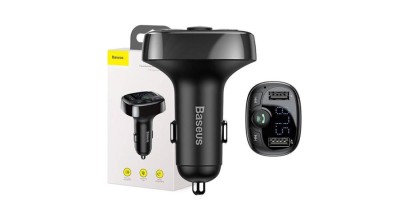 Transmițător FM Bluetooth Baseus S-09A cu Dual USB, Slot microSD și &amp;Icirc;ncărcător Auto (Negru) foto