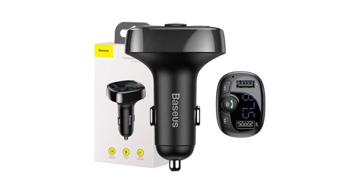 Transmițător FM Bluetooth Baseus S-09A cu Dual USB, Slot microSD și &Icirc;ncărcător Auto (Negru)
