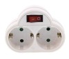 Fișă dublă Well 2x Schuko, contact protecție, &icirc;ntrerupător, protecție copii, 250V