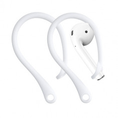 Set 2 Curele pentru casti Apple AirPods 3/AirPods 2/AirPods Pro, Kwmobile, Alb, Silicon, 55394.02