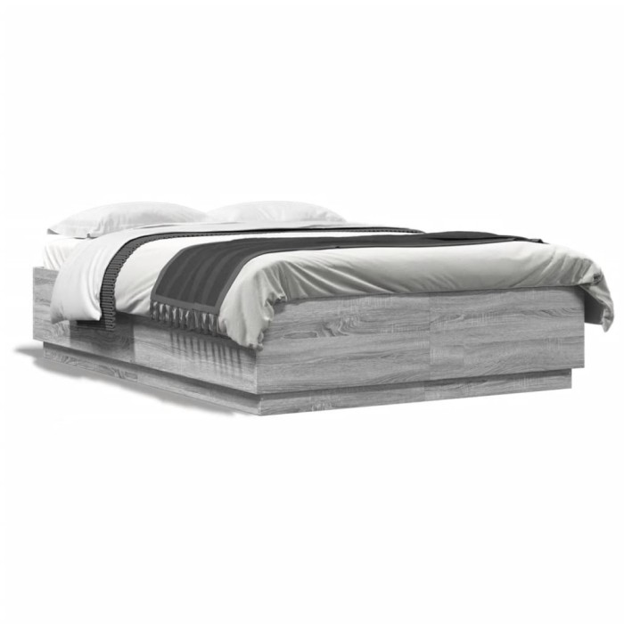 Gossi cadru de pat cu lumini led gri sonoma 120x200 cm lemn prelucrat