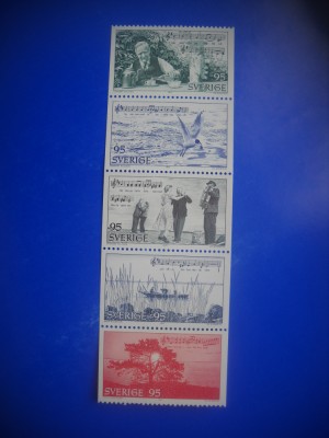 HOPCT TIMBRE SUEDIA MNH 1049 POET SI MUZICA E TAUBE -5 VALORI 1977-NESTAMPILAT foto